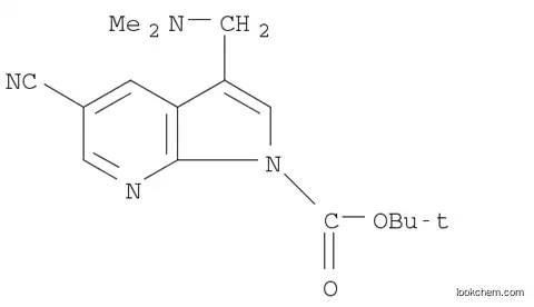 Molecular Structure of 1029512-07-9 (1H-Pyrrolo[2,3-b]pyridine-1-carboxylic acid, 5-cyano-3-[(dimethylamino)methyl]-, 1,1-dimethylethyl ester)